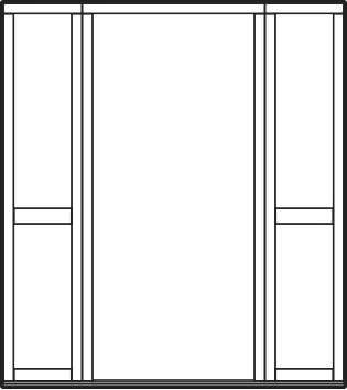 Line illustration of the Direct Glazed Midrail double timber frame style