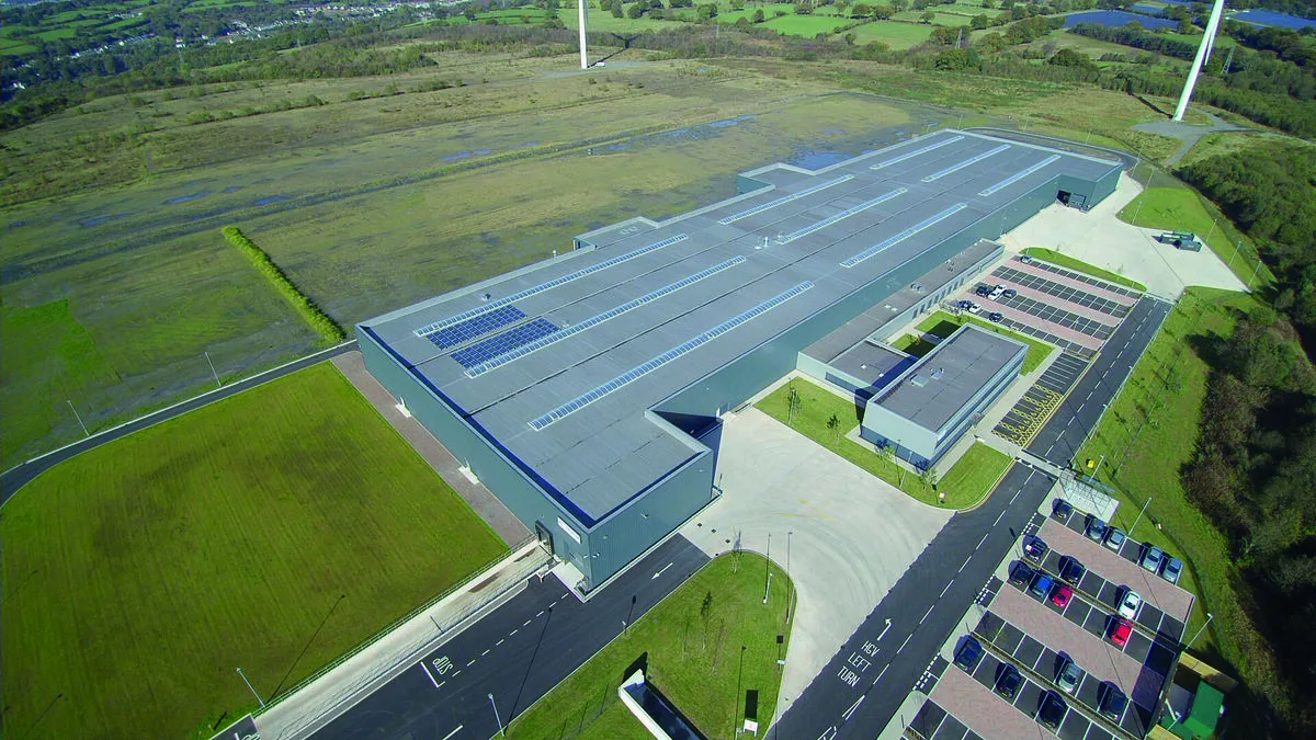 Aerial view of the IG Doors manufacturing site