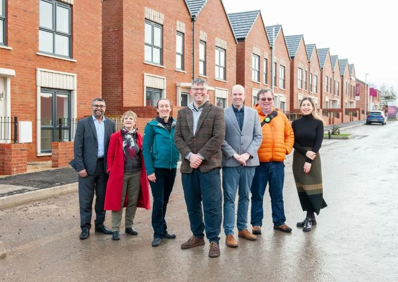 Front doors on completed affordable homes at the One Lockleaze development